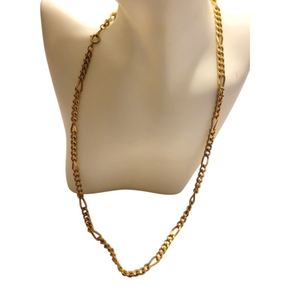 Necklace Figaro Link‎ Chain Minimalist 90s Vintage Gold Tone Women 20 Inch